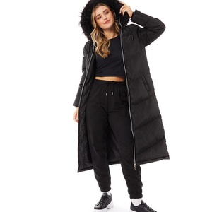 เสื้อโค้ทขนยาวสีดำโอเวอร์ไซส์ของผู้หญิงเสื้อโค้ทขนแกะมีฮู้ดสำหรับฤดูหนาวแนวสตรีทมีซิปพิมพ์ลาย - Product Image 1