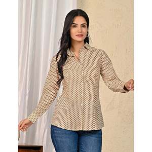 Chemise décontractée en coton blanc cassé à manches longues pour femmes, tailles XS-XL, tissu popeline de soie, logo brodé, motif rayé - Product Image 6
