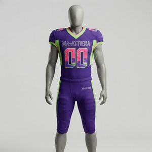 Custom Purple American Football Jersey Neon Green Trim <b>Padded</b> <b>Pants</b> Team Uniform Number 00 Performance Sportswear OEM Wholesale - Product Image 4