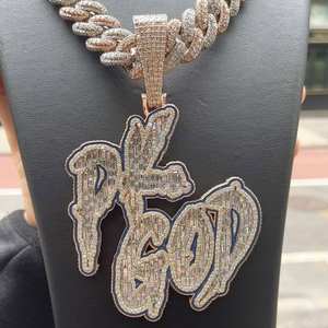 Collier avec plaque de nom en argent 925 plaqué or 14 carats pour homme, entièrement serti de moissanite, personnalisable, bling bling, pendentif hip hop pour rappeurs - Product Image 3