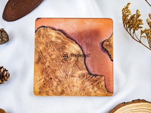 Sous-verres en résine naturelle, ensemble de sous-verres de luxe faits à la main, 4x4 pouces, carrés, couleurs personnalisables, Tradebyd - Product Image 4