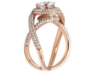 Anillo de fiesta con banda de diamante moissanita de plata esterlina S925 chapado en oro rosa para mujer - Product Image 4