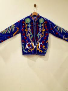Chaqueta de terciopelo bordada a mano con cuello mandarín, manga larga, estampado floral, talla grande, para mujer, gruesa, con cierre de cremallera, para invierno - Product Image 2