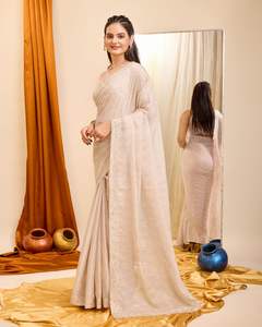 Latest Designer <b>Organza</b> <b>Silk</b> Sequence Embroidery Work Saree by Fab Zone - Product Image 3