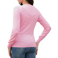 Suéteres de Punto Personalizados OEM con Bordado Chenille para Mujer, Cárdigan de Invierno, Antiencogimiento, Transpirable, Cuello en V, Cuello Plegable, Todas las Tallas
