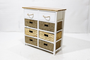 Armoire en bois durable à 4 niveaux avec paniers tissés à la main pour l'organisation du salon et de la maison - Product Image 6