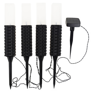 Lampes solaires de jardin en rotin à LED, 4 pièces, avec panneau solaire intégré sur poteau - Product Image 1