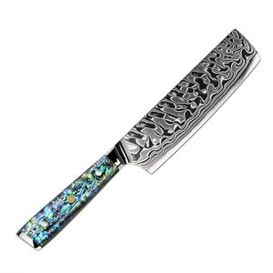 Meat Cleaver 7 Inch Custom Handmade Cleaver <b>Abalone</b> <b>Shell</b> Damascus Steel Knives - Product Image 1