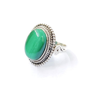 Fashionable Malachite <b>Ring</b> (8.5 Grams) Resizable Vintage Classic Religious Trendy Inlay <b>Set</b> with Bezel Technology Gift - Product Image 1