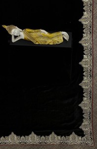 Black Color Heavy <b>Velvet</b> With Designer <b>Saree</b> Bollywood Style Party Wear Indian Wedding <b>Saree</b> Stunning Look <b>Saree</b> for Parties - Product Image 5