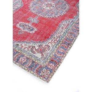 Alfombras de Lana Anudadas a Mano Estilo Vintage, Rojas y Naranjas, con Diseño Bohemio de Medallón Abstracto y Patrones Rectangulares para Sala de Estar, Pae-2386 - Product Image 2