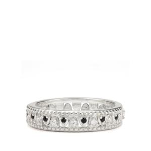 Anillo de Plata de Ley con Baño de Rodio y Espinela Negra con Circonita Blanca de 0.23ct, Joyería Fina - Product Image 2