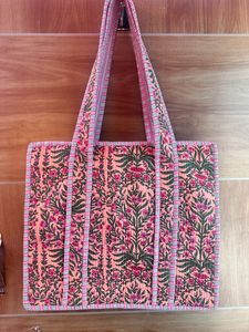 Indian Cotton Quilted <b>Small</b> Tote Bag Handmade Block Printed Shoulder Purse Women Shopping Bags Travel Extra Storage Purse - Product Image 3