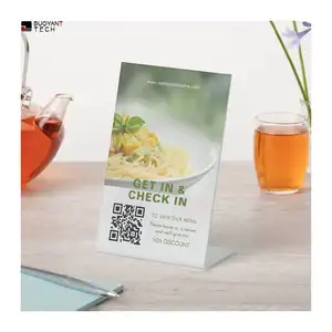 Soporte de mesa de exhibición en forma de L para restaurante de tienda soporte de señal de menú de acrílico transparente
