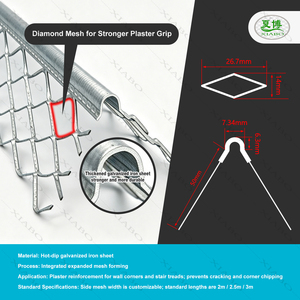 Perfil de esquina de malla metálica expandida galvanizada <span class=keywords><strong>para</strong></span> paneles de yeso, protector de esquina de pared antirrotura con alas de malla de diamante - Product Image 4