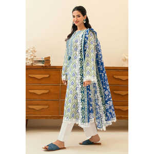 Ensemble 3 pièces en mousseline imprimée avec col brodé, style translucide tendance, taille unique pour tenue de jour ou de soirée - SD-52197 - Product Image 4