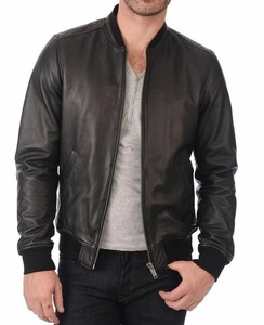 <b>Men's</b> <b>Real</b> Leather Jacket Slim Leather Jacket Bomber Biker Motorcycle Genuine Lambskin <b>Black</b> <b>Men</b> for Jacket Winter Accept OEM - Product Image 4