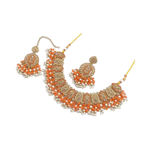 Chapado en oro antiguo hermoso impresionante circonita cúbica cristal colgante gota gargantilla collar de boda joyería con pendientes para mujer - Product Image 1