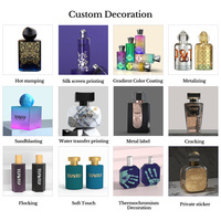 Flacons de parfum vaporisateur de luxe 100 ml en verre vide, style arabe, bleu et or, avec conception de logo personnalisé