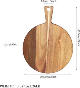 Peel à pizza en bois, planche à découper de 12 "L x 16" W, planche à fromage, plateau de pain et de craquelins pour servir et aliments mineurs - Product Image 2