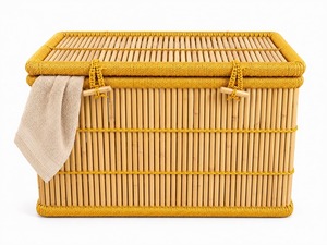 Cesto de Ropa Multiusos Moderno y Ecológico de Ratán Natural con Tapa - Product Image 1