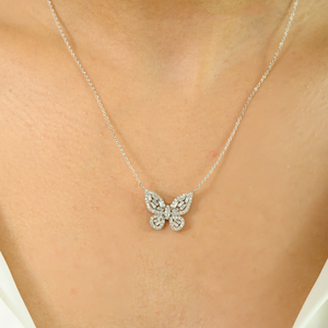 สร้อยคอจี้ผีเสื้อสีทองสีขาว K14สวยประณีตดีไซน์หรูหราไม่ซ้ำใครด้วยเพชรธรรมชาติสำหรับผู้หญิงราคาขายส่ง - Product Image 6