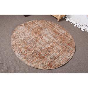 Alfombra clásica de lana de retazos naranja de 3,8x3,8 pies con respaldo de látex para sala de estar técnica de tejido para alfombra modelo de pasillo de entrada - Product Image 3