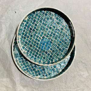 Plateau de service haut de gamme en nacre, plateau décoratif fait à la main avec incrustations de coquillages pour servir le thé, le café et les repas - Product Image 6