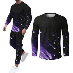 Hommes de grande taille nouveau Design solide impression par sublimation manches longues entraînement vêtements de course hiver Slim Fit survêtement ensemble - Product Image 6