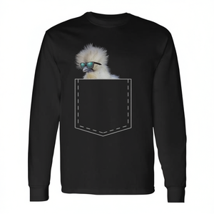 T-shirt à manches longues Pocket Silkie Chicken Lover avec motif mignon de volaille - Product Image 2