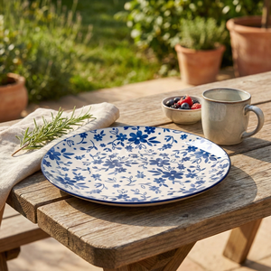 Bluebell Oriental Design Set of 2 Porcelain Quarter <b>Plates</b> 7.8 Inches <b>Side</b> Tableware for Parties Hotels Crockery Collections - Product Image 3