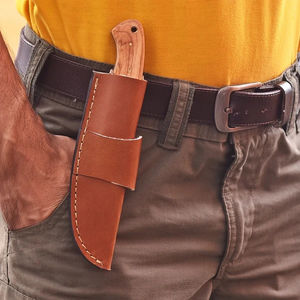 Couteau de chasse et de camping artisanal en acier inoxydable |   Couteau à lame fixe personnalisé avec manche en bois et étui en cuir OEM - Product Image 6