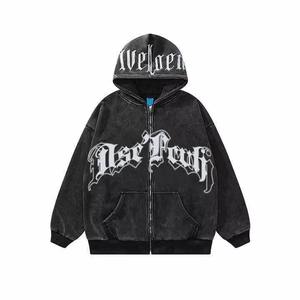 Sudadera con Capucha Extra Grande para Mujer, Estilo Urbano, con Cierre, Estampado Gráfico Gótico, Informal, con Logotipo Bordado, para Entusiastas del Estilo Urbano - Product Image 1