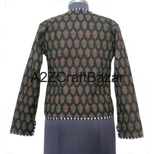 Chaqueta de Mujer Hecha a Mano, 100% Algodón Orgánico, Ecológica, Reversible, de Secado Rápido, Acolchada, Transpirable, de Alta Calidad, con Cuello en V - Product Image 5