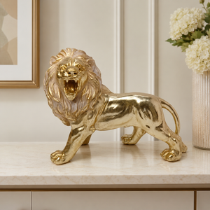 Estatua de León Dorado Rugiente en Resina, Arte Popular, Decoración Majestuosa para el Hogar, Simboliza Fuerza, Coraje y Riqueza, para Exhibición en Oficina/Sala de Estar - Product Image 2