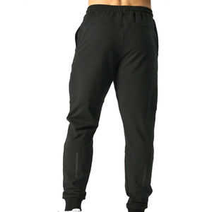 กางเกงสเวตเตอร์ลำลองสำหรับผู้ชาย, กางเกงสเวตเตอร์เอวกลางแบบยืดผ้าคอตตอนทรงหลวมเข้ารูปผ้าคอตตอนสี100% เรียบ - Product Image 3