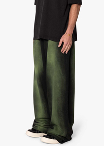 Pantalon de survêtement en toile personnalisé pour homme, coupe droite mi-haute, respirant, délavé à la pierre, effet soleil, double couche, uni, jambe large et ample - Product Image 4