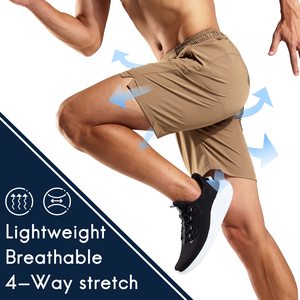 Pantalones cortos para hombre con etiqueta de logotipo personalizado, cintura elástica, pantalones cortos ligeros de secado rápido elásticos, pantalones cortos deportivos cómodos para hombre con bolsillos - Product Image 5
