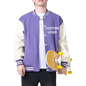 Blouson universitaire à logo personnalisé avec manches en cuir et broderie unisexe surdimensionné vestes de baseball universitaire pour hommes veste universitaire Letterman - Product Image 1