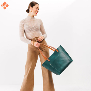 Bolso grande de cuero genuino de alta calidad para mujer con cierre de cremallera y diseño de moda simple - Product Image 4