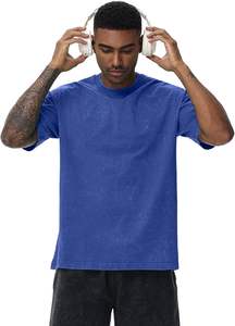 Streetwear T-shirt décontracté 100% coton solide motif avant Logo coupe ample tissu tricoté - Product Image 4