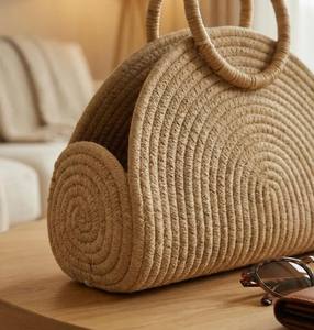<b>Straw</b> Top Handle <b>Handbag</b>, Woven Summer Purse for Women, Minimalist <b>Straw</b> Bag, Casual Vacation & Brunch <b>Handbag</b> - Product Image 1