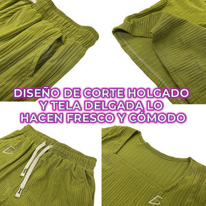 Set Casual Monocromatico con Top Corto e Pantaloni a Gamba Larga, Traspirante, Tessuto con Stampa a Motivi e Decorazioni Patchwork, Vestibilità Comoda - Product Image 2