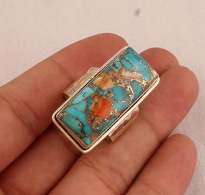 Bague en cuivre turquoise faite à la main Bague en argent délicat Bijoux fins Cadeau parfait pour elle - Product Image 1