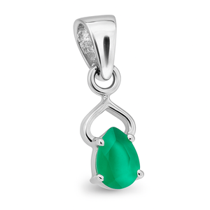 Pendentif goutte d'eau en onyx vert taillé en poire 4x6mm, argent sterling plaqué rhodium, bijoux minimalistes unisexes, meilleur prix, 0,95g, Rhaya - Product Image 3