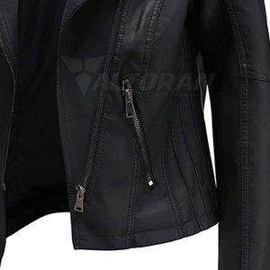 เสื้อแจ็คเก็ตหนังผู้หญิงคุณภาพพรีเมียม ดีไซน์ซิป เสื้อแจ็คเก็ตหนังผู้หญิง หนังนุ่ม แฟชั่น - Product Image 3