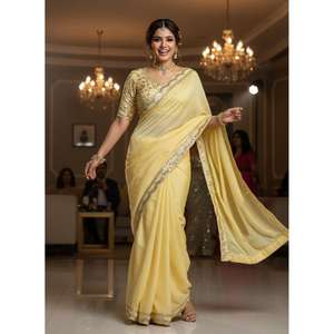 Sari pour femme le plus vendu avec broderie Zari lourde pour mariages et occasions festives - Séchage rapide, idéal pour offrir - Product Image 6