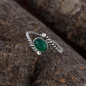 Wholesale 925 Sterling Silver Green Onyx Statement <b>Ring</b> Handmade Boho Style Factory Direct Sale <b>Cheap</b> Price Best Value Jewelry - Product Image 2