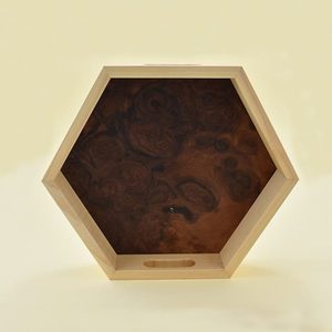 Lot de 3 plateaux hexagonaux en bois de bambou multi-usages pour plateau de fromages, présentoir à desserts et usage domestique pour l'exportation Prix de vente - Product Image 3