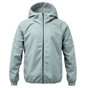 Veste coupe-vent imperméable respirante à logo personnalisé pour l'hiver pour hommes et femmes à capuche zippée en polyester écologique - Product Image 1